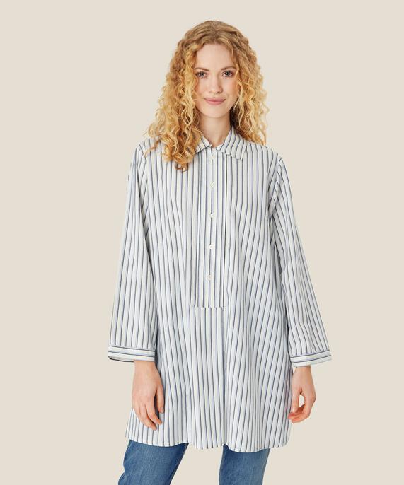 Baumwolltunika mit Knöpfen und Kragen, Blue Bonnet