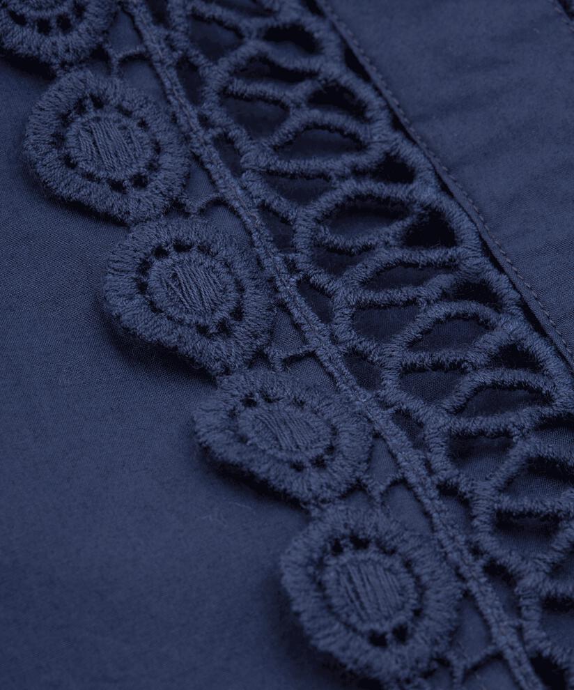 Baumwolltunika mit Spitzendetails und Eingrifftaschen, Maritime Blue