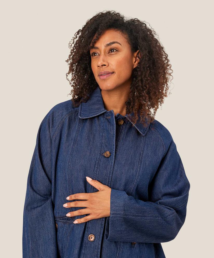Ungefütterte Jeansjacke mit Knopfverschluss, Dark Denim