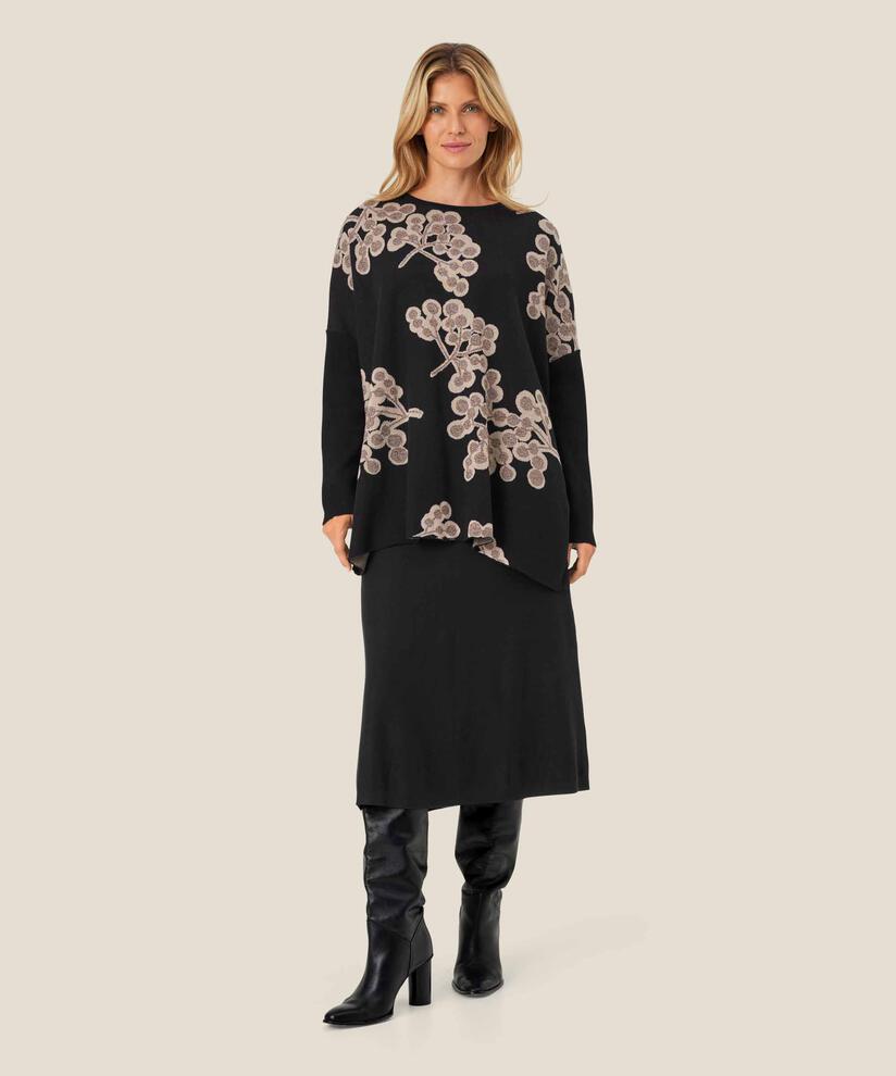 Pullover mit eingewebtem Blumenmuster, Black