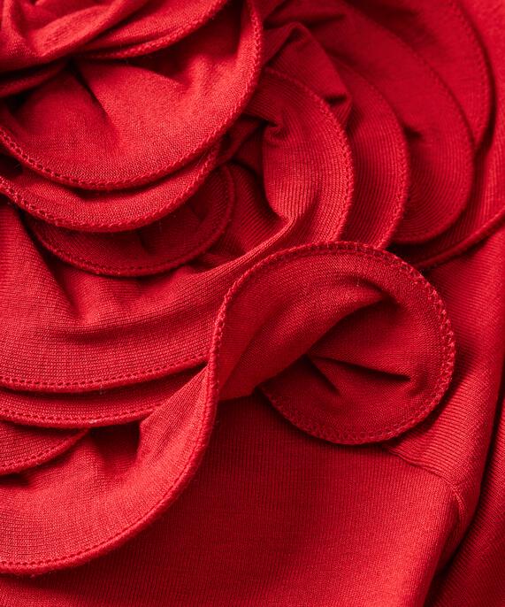 T-Shirt mit abnehmbarer Blumenbrosche, Scarlet Sage