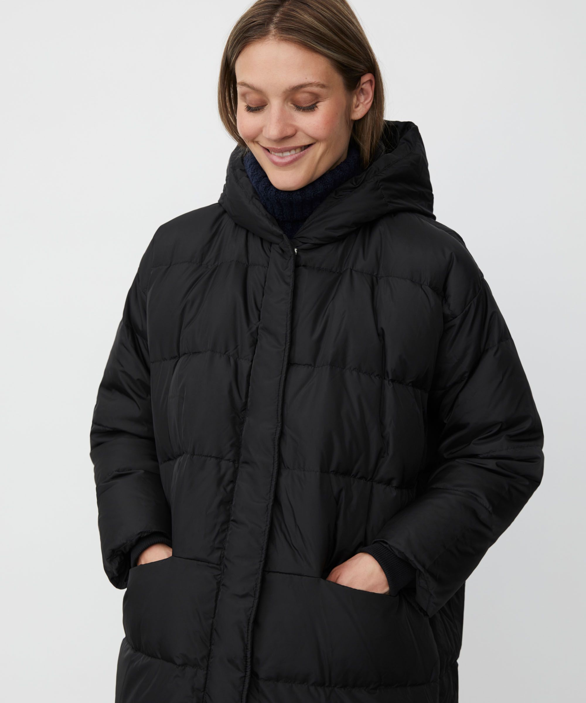 Daunenmantel Mit Kapuze, Black