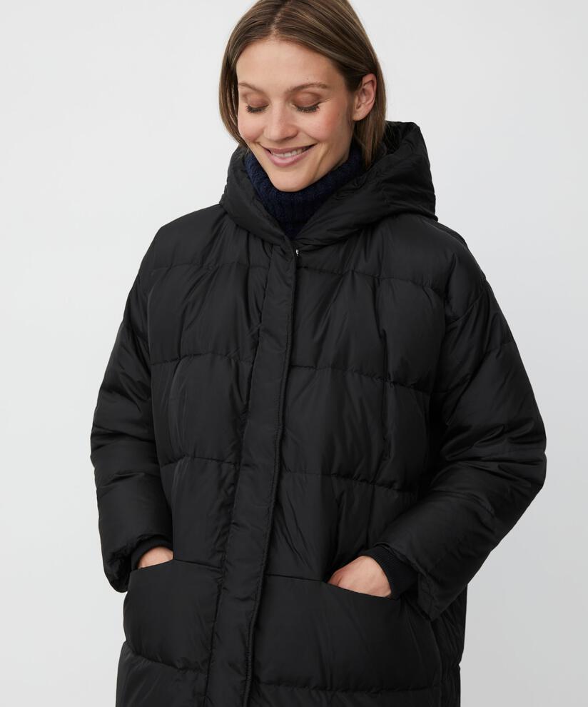 Daunenmantel Mit Kapuze, Black
