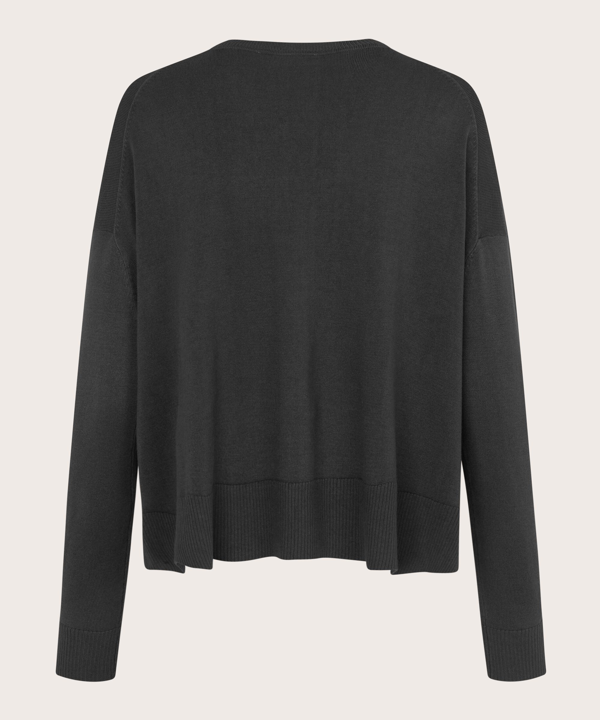 Feinstrick-top Mit Gerippten Kanten, Black