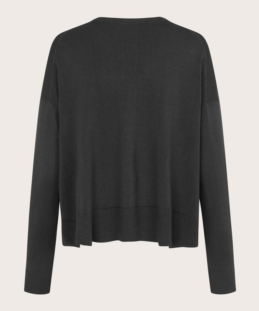 Feinstrick-top Mit Gerippten Kanten, Black