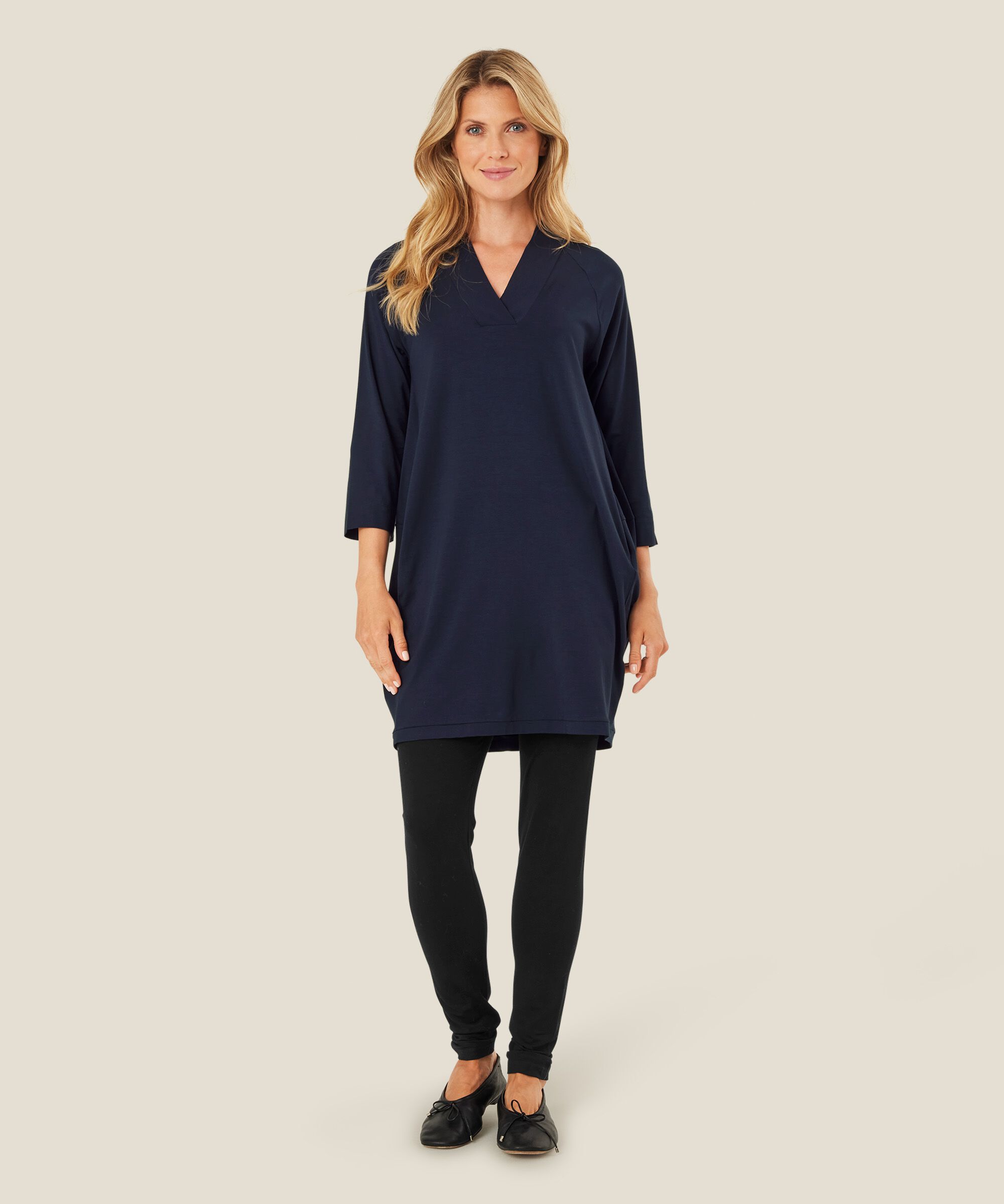 Jersey-tunika Mit 3/4-ärmeln, Navy