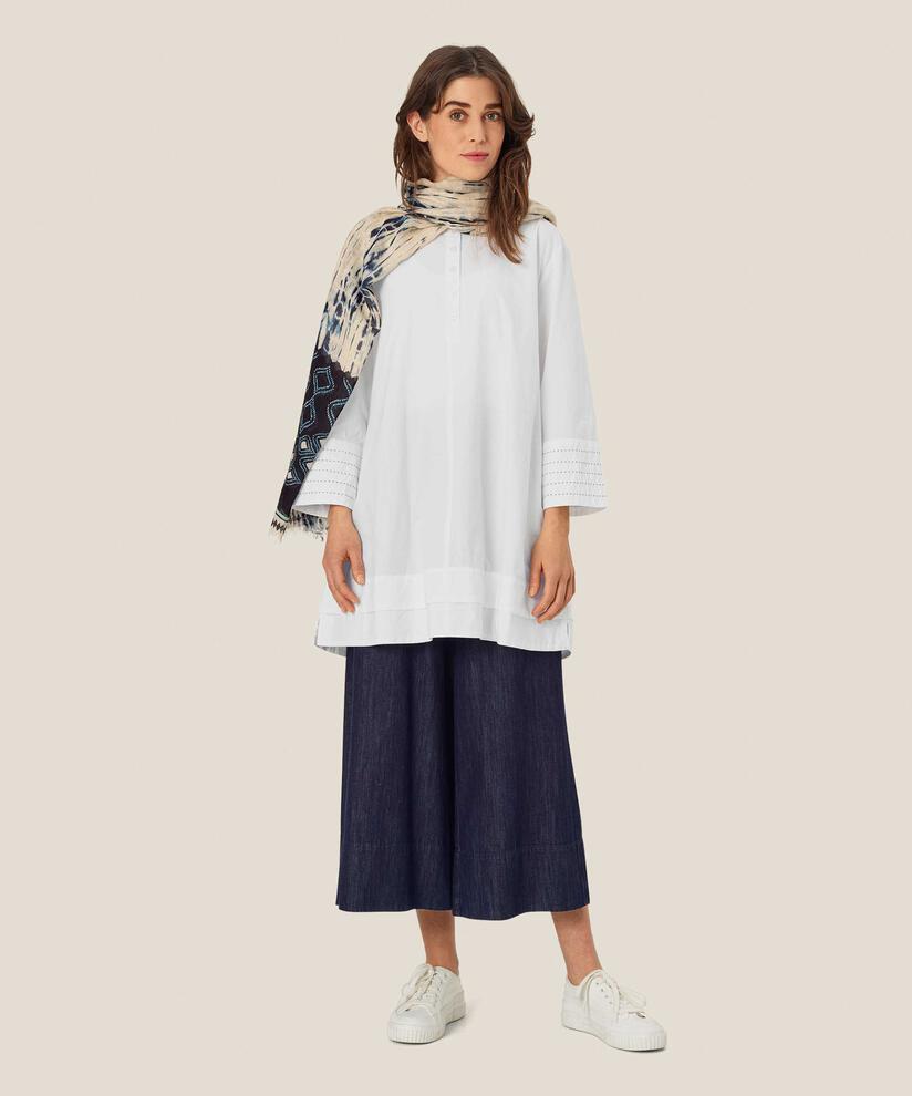 gemusterter Schal aus Leinenmischung, Mood Indigo