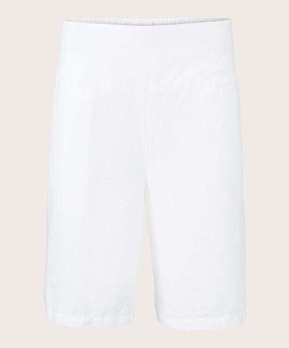 Leinenshorts Mit Gesmoktem Gummizug Hinten, White