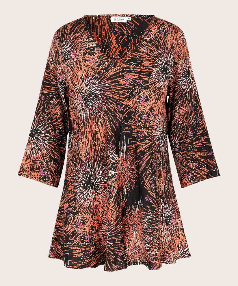 Viskosebluse mit V-Ausschnitt und 3/4-Ärmeln, Picante