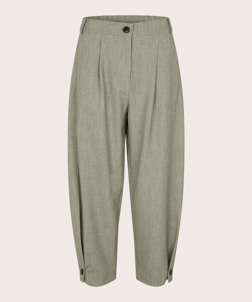 Gewebte Hose Mit Stretch Und Knopfdetail Am Bein, Vetiver