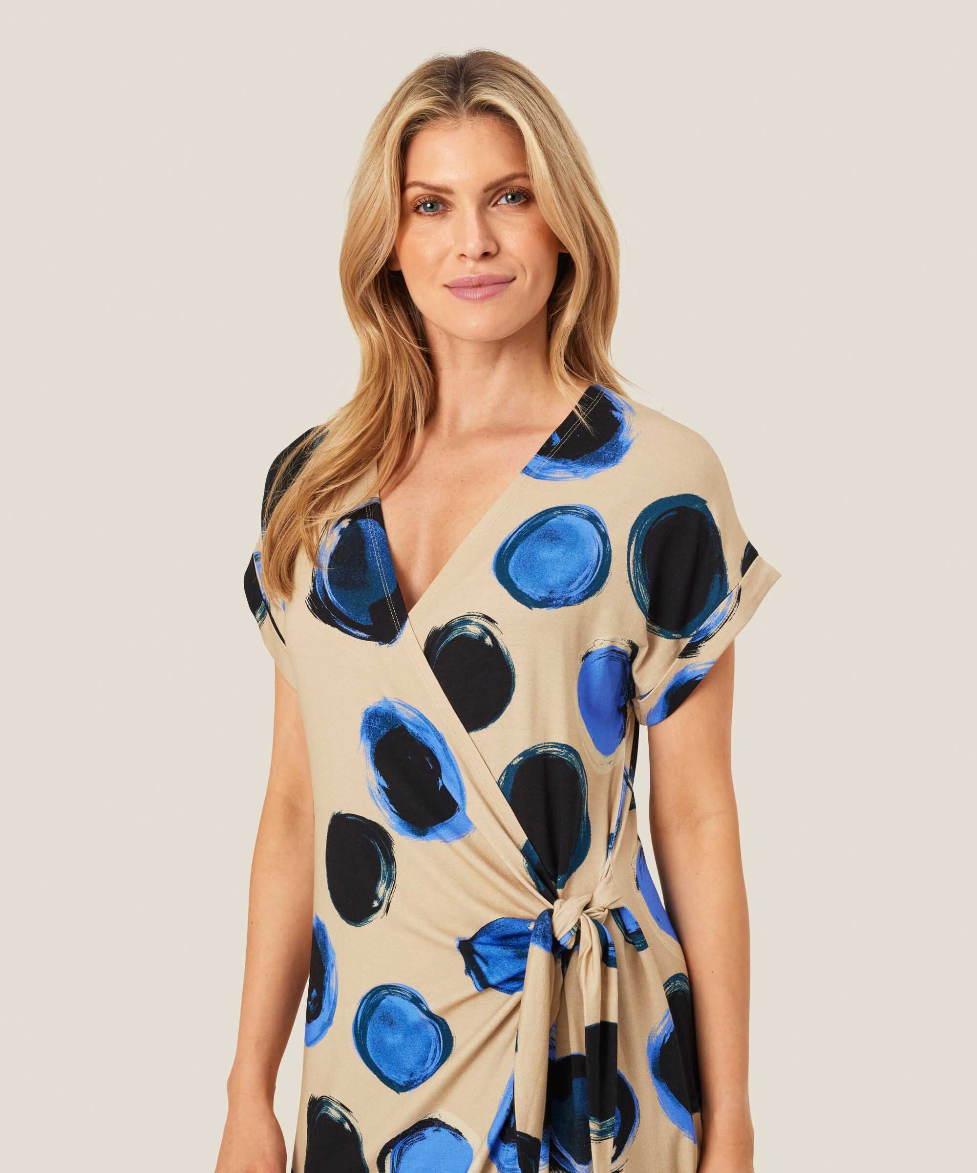 Bedrucktes Jerseykleid mit Wickeleffekt, Ultramarine