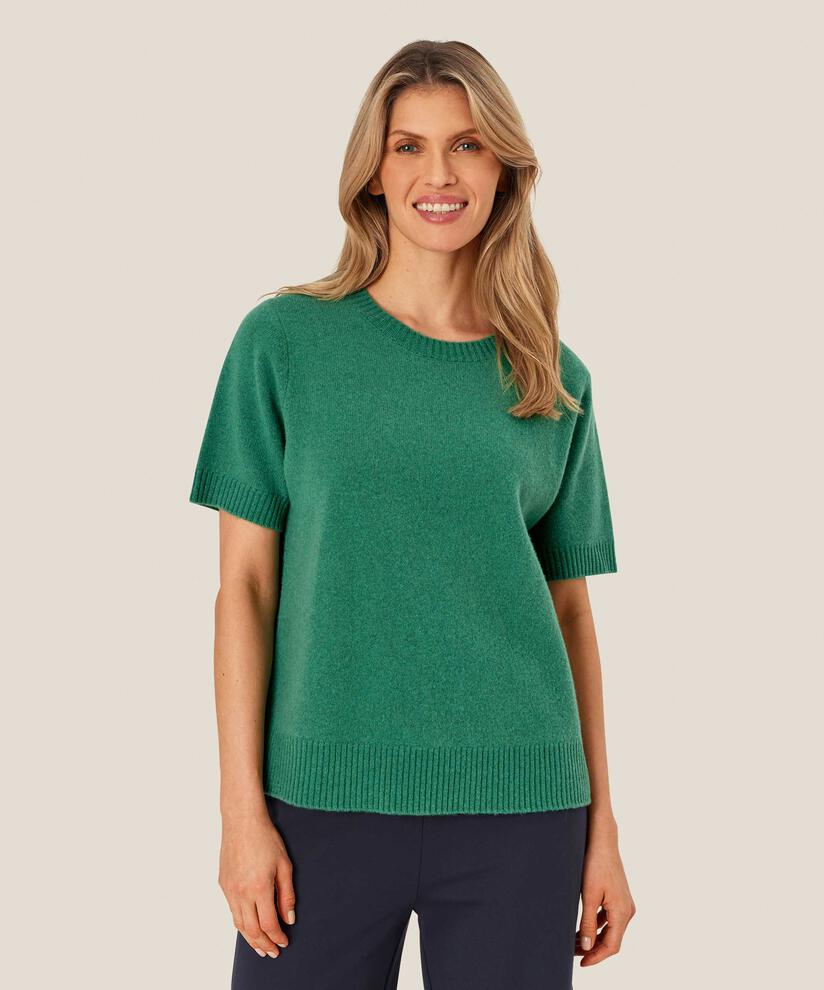 Kurzärmliger Strickpullover aus Wolle, D. Grass Green