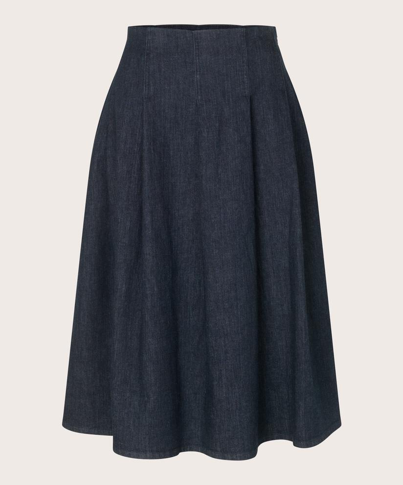 Denimrock mit Falten, Dark Denim