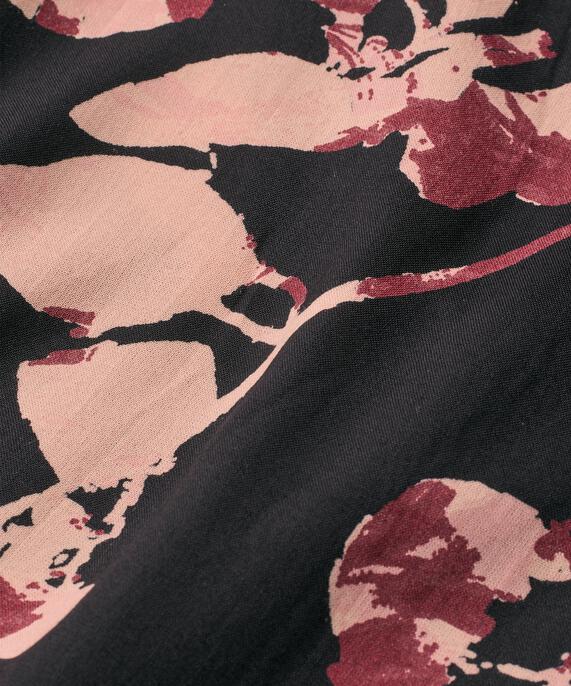 gemusterte Viskose-Tunika mit V-Ausschnitt, Tawny Port