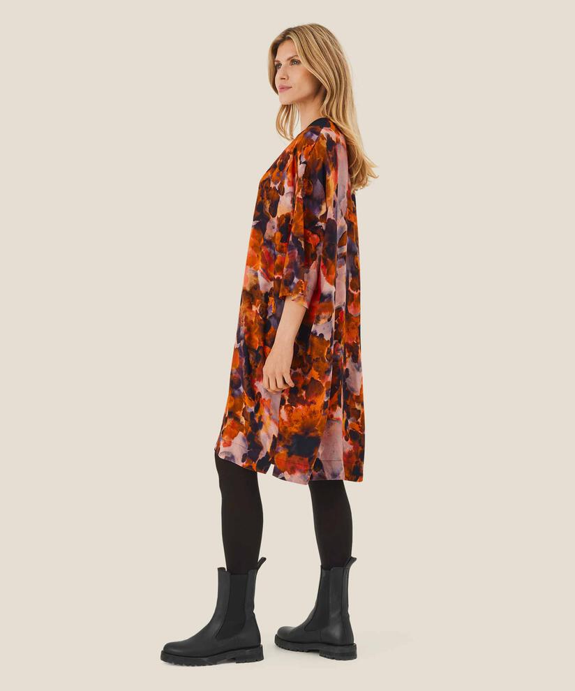 Viskosekleid mit Rundhals, Spicy Orange