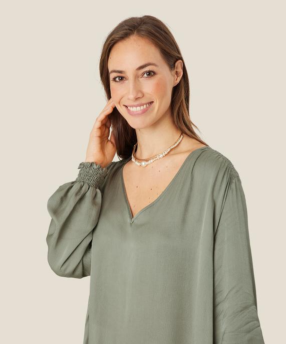 Halskette mit Kunstperlen, Gold