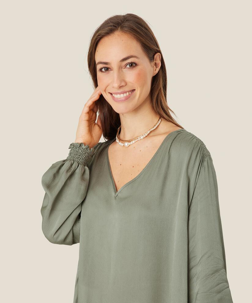 Halskette mit Kunstperlen, Gold