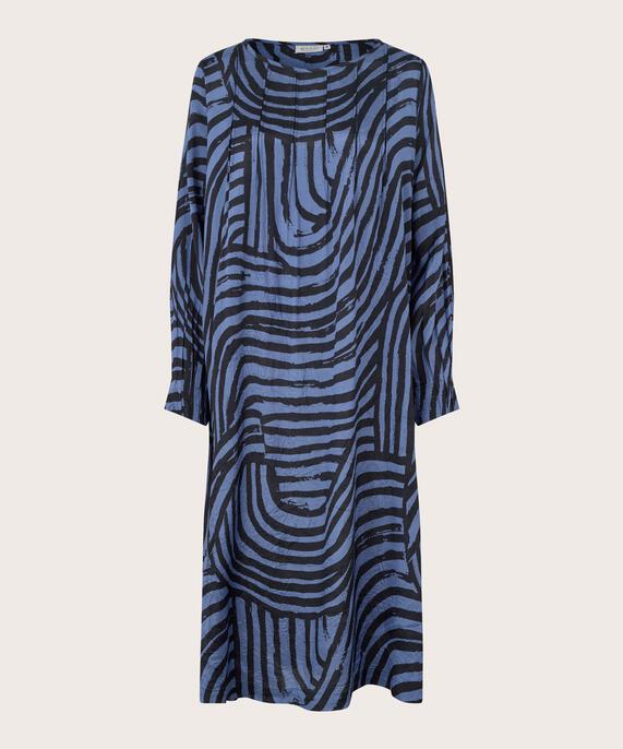 bedrucktes Viskosekleid mit Drapierung vorne, Bijou Blue