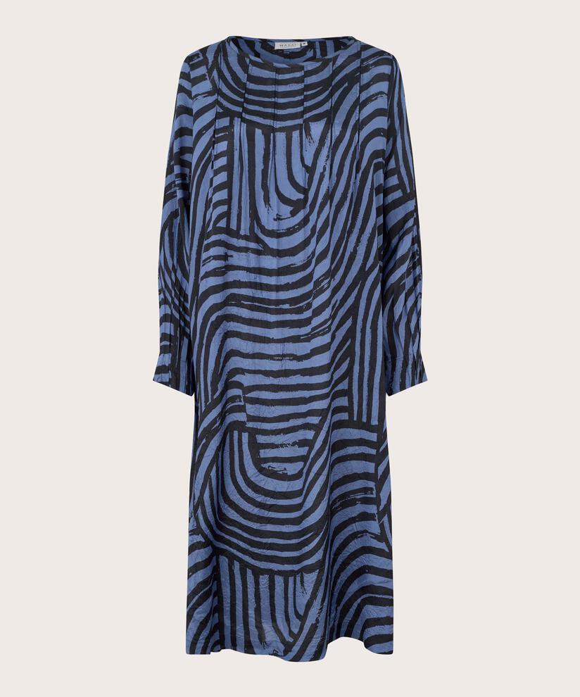 bedrucktes Viskosekleid mit Drapierung vorne, Bijou Blue