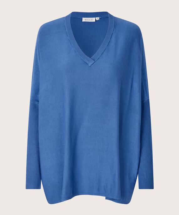 Strickpullover Mit V-ausschnitt Und Schmalen Ärmeln, Federal Blue