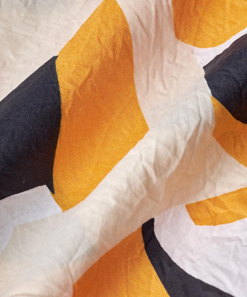 Baumwollkleid mit Knopfdetail am Hals, Butterscotch