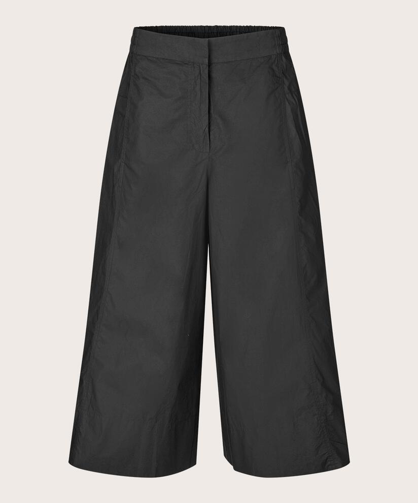 Baumwollhose mit weitem Bein und elastischem Bund, Black