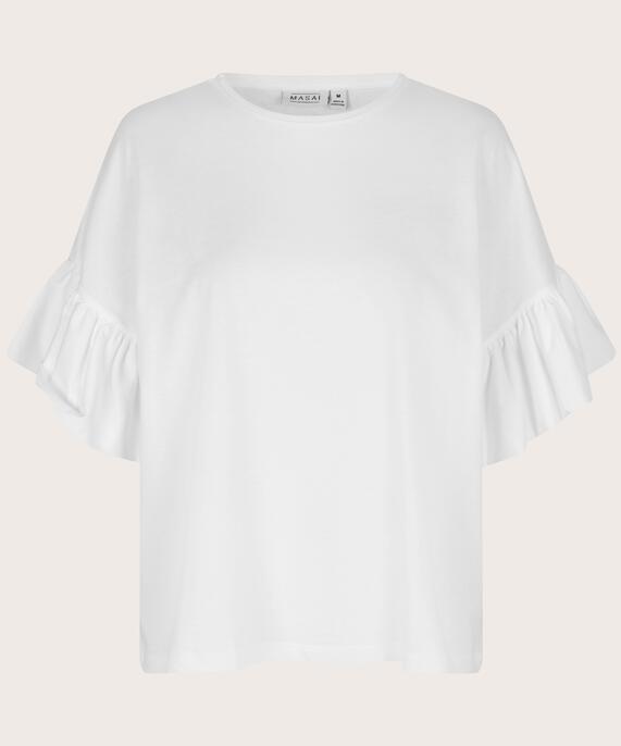T-Shirt mit Rüschenärmeln, White