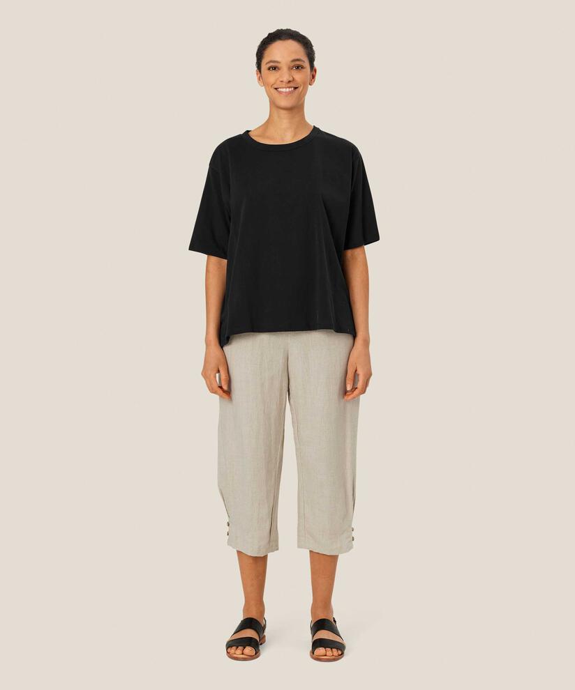 Leinenhose mit breitem, gesmoktem Gummizug hinten, Natural