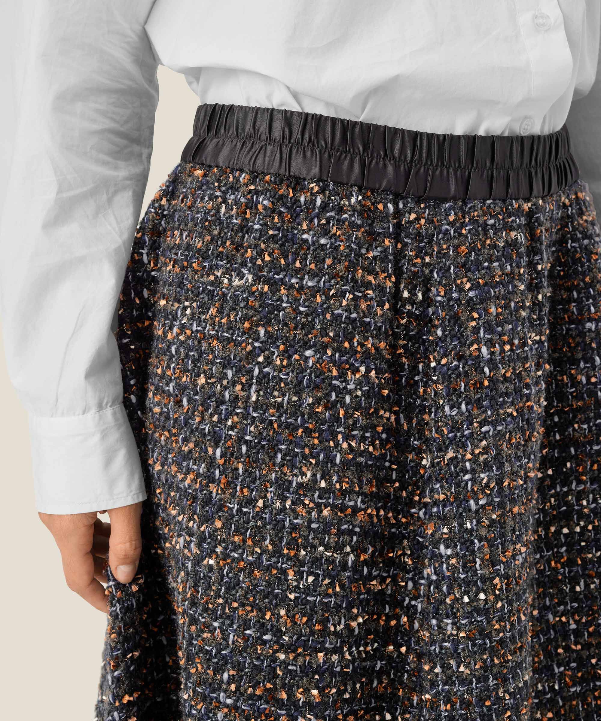 Bouclé-Rock mit elastischem Bund, Black