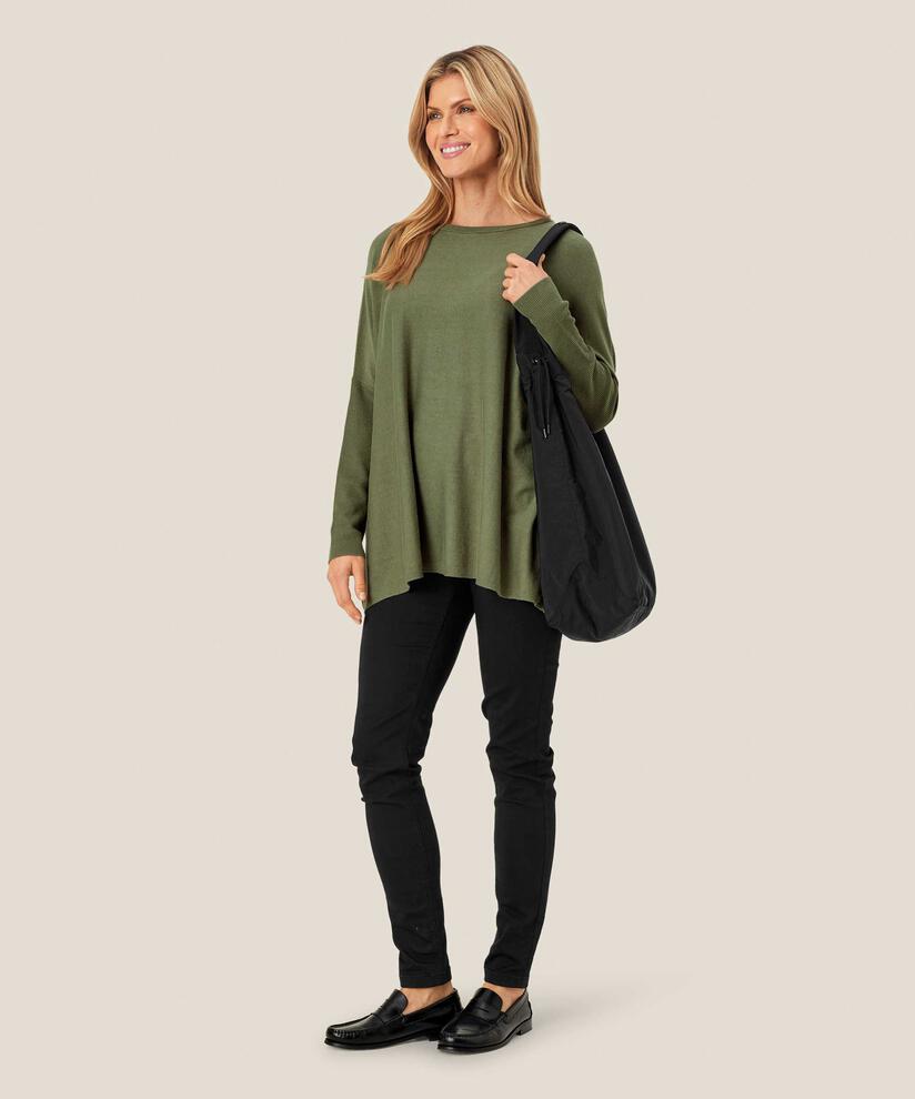 Tasche mit breitem Schultergurt und Reißverschluss, Black