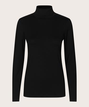 Rollkragenbluse Aus Weichem Jersey, Black
