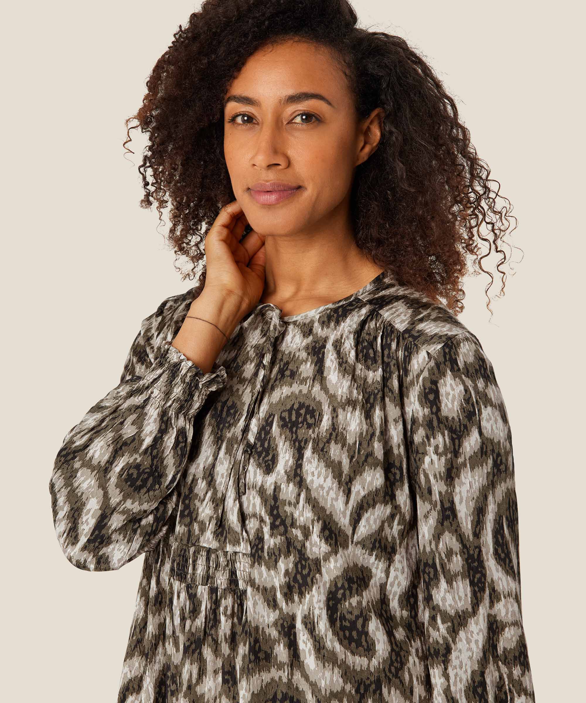 Viskosekleid mit Bindebändern am Hals, Sea Turtle