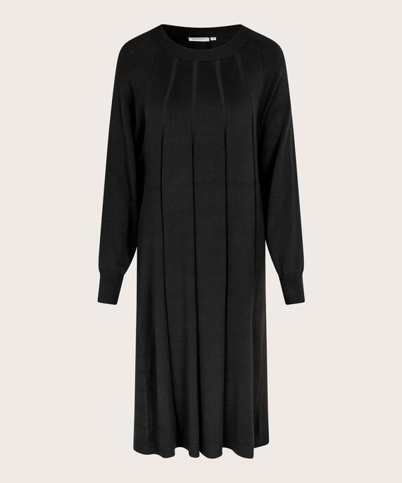 Feinstrickkleid mit langen Ärmeln, Black