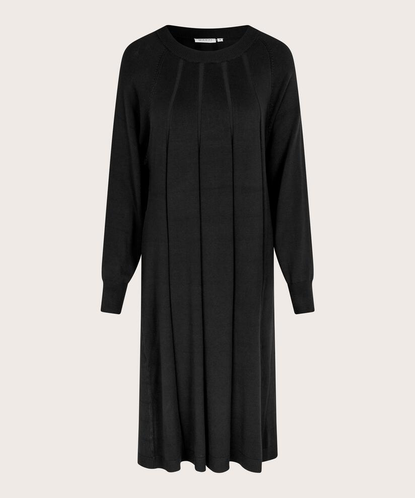 Feinstrickkleid mit langen Ärmeln, Black