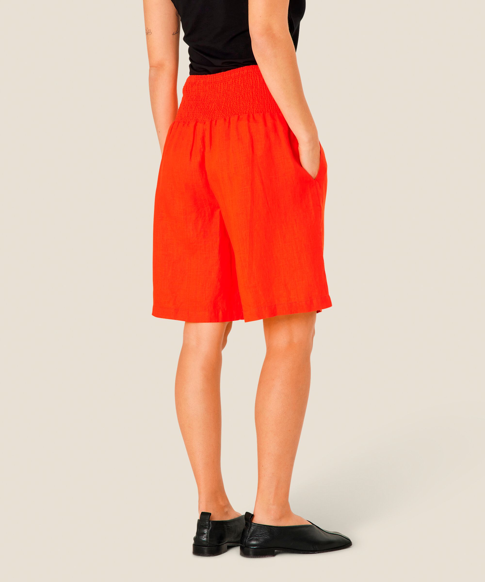 Leinenshorts Mit Gesmoktem Gummizug Hinten, Orange com