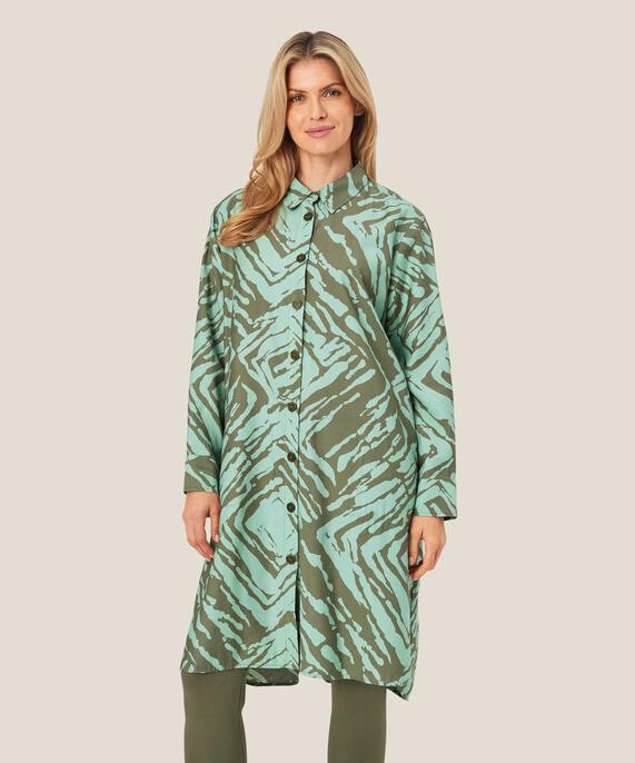 Bedrucktes Hemdkleid mit Eingrifftaschen, D. Lichen Green
