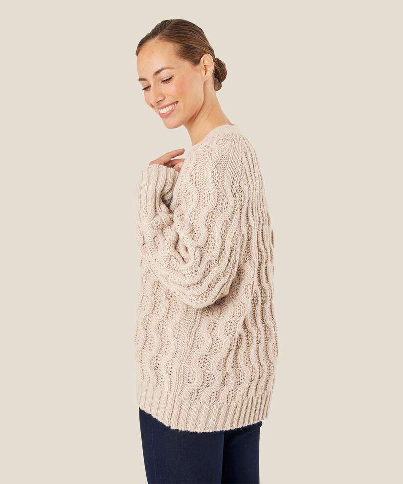 Strickjacke mit Zopfmuster, Silver Cloud
