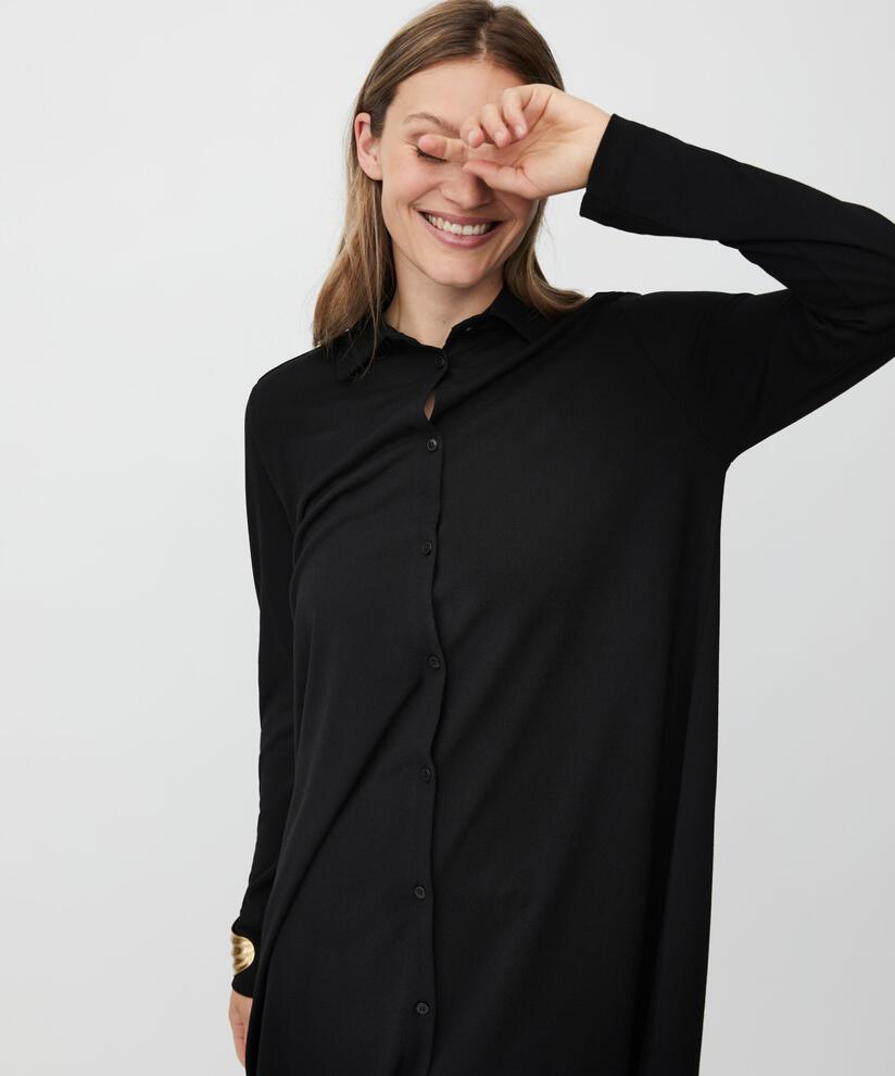 Jersey-Shirt mit langen Ärmeln, Black
