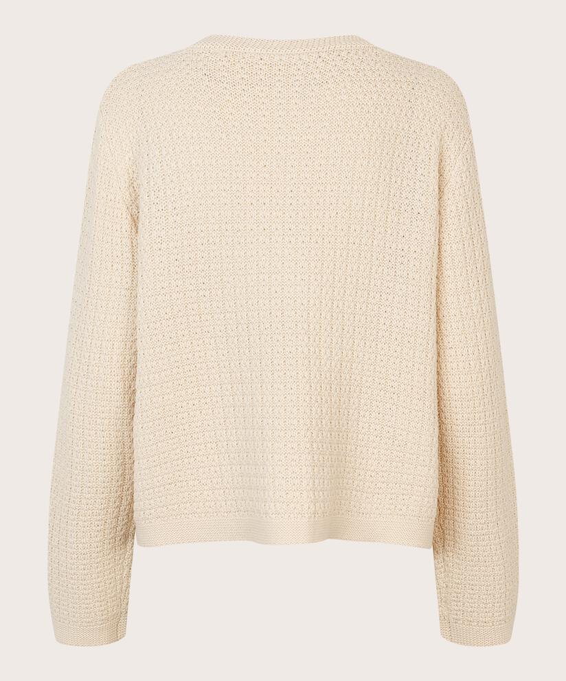 Pullover Mit Strickmuster Und Bezogenen Knöpfen, Whitecap