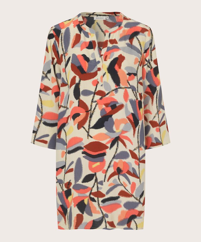 Bedruckte Tunika mit 3/4-Ärmeln, Calypso Coral
