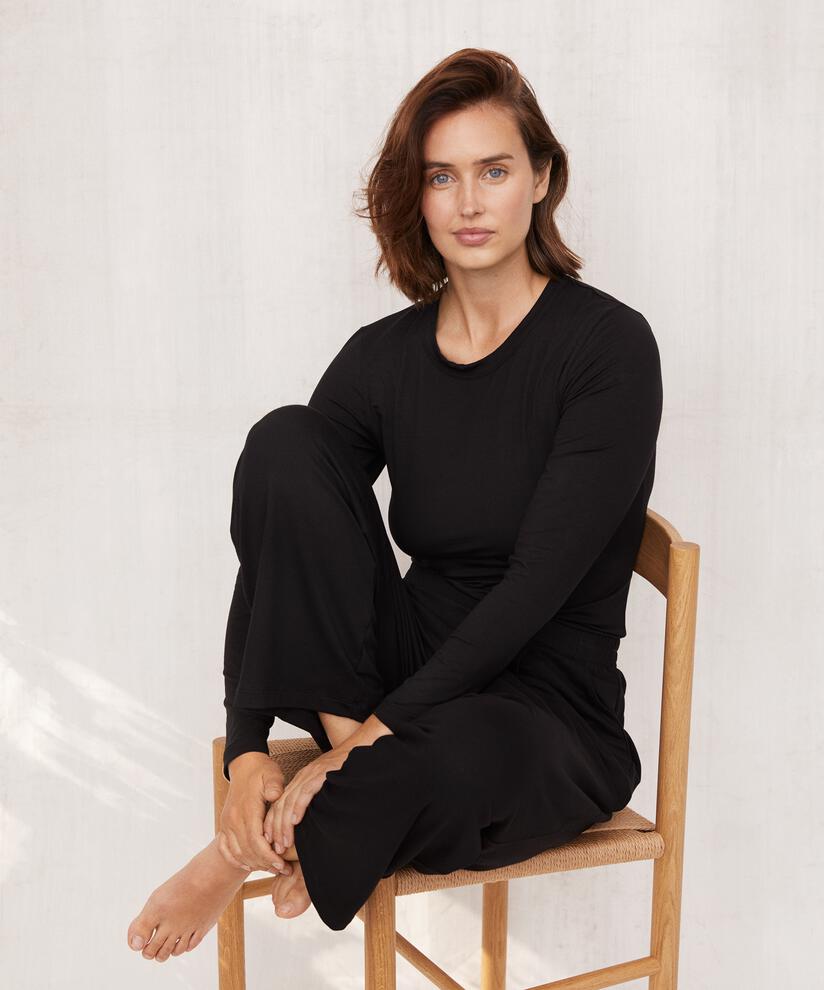 Shirt Mit Rundem Hals, Black