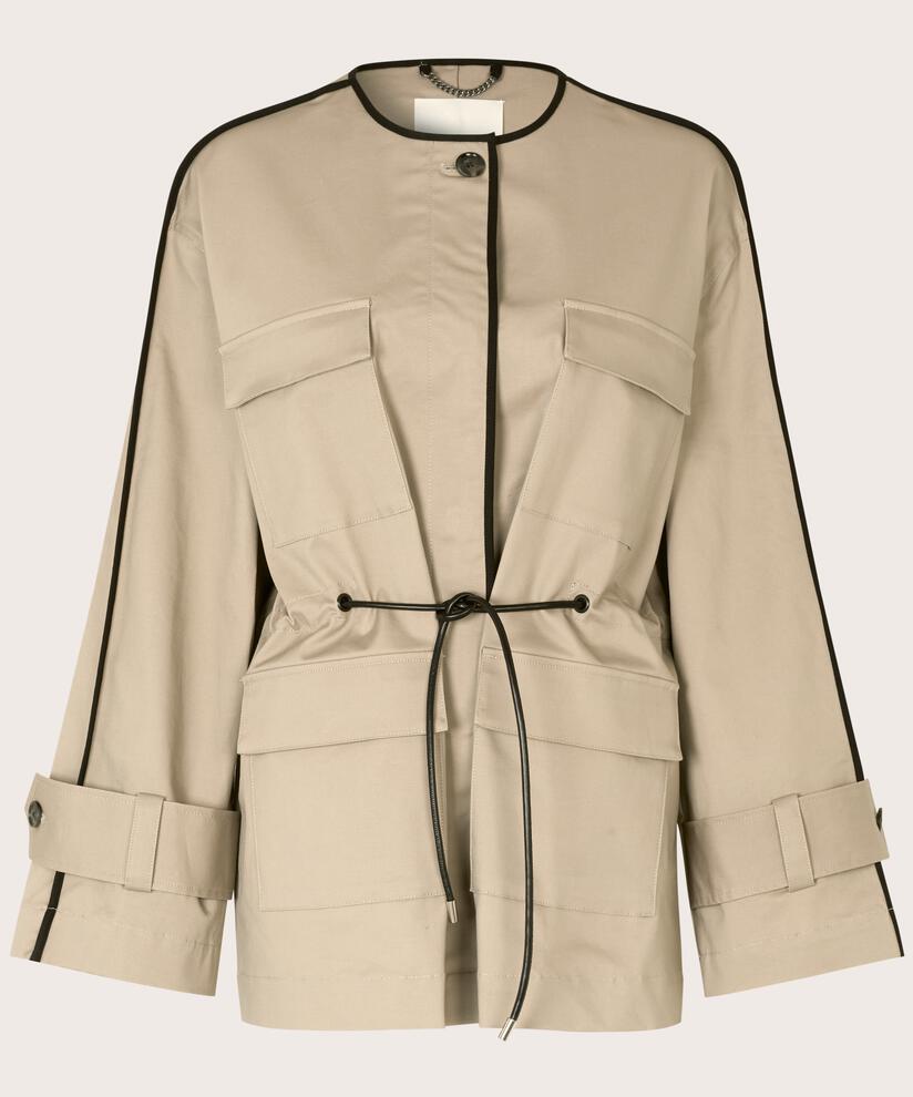Jacke in Baumwollqualität mit Kontrastpaspelierung, Plaza Taupe
