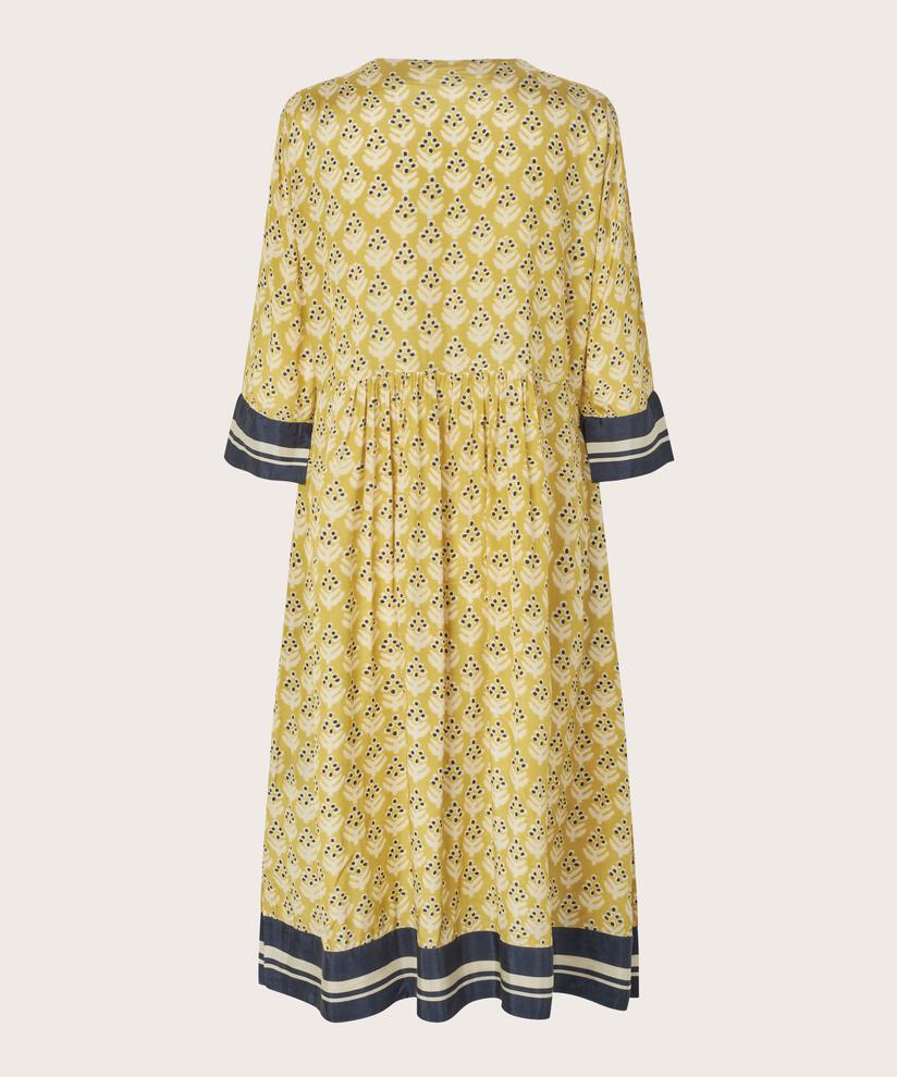Viskosekleid mit Drapierungen am Rücken und Eingrifftaschen, Burnish Gold