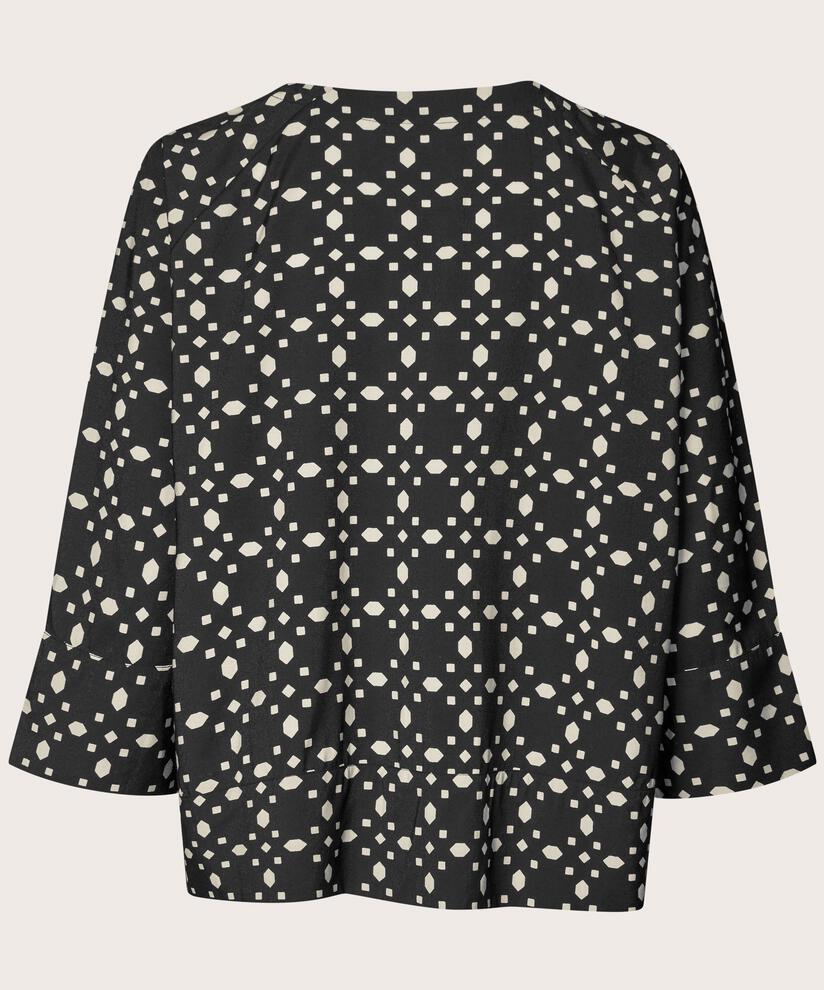 Viskosebluse Mit V-ausschnitt, Black