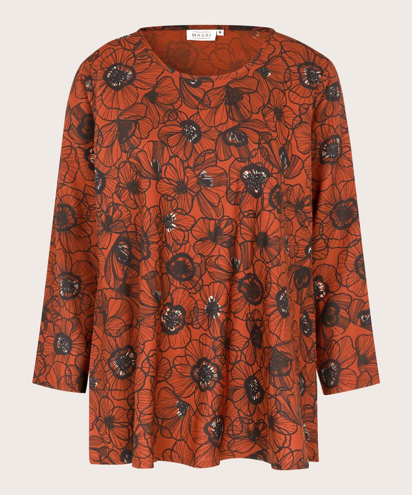 Viskosebluse mit V-Ausschnitt und 3/4-Ärmeln, Picante