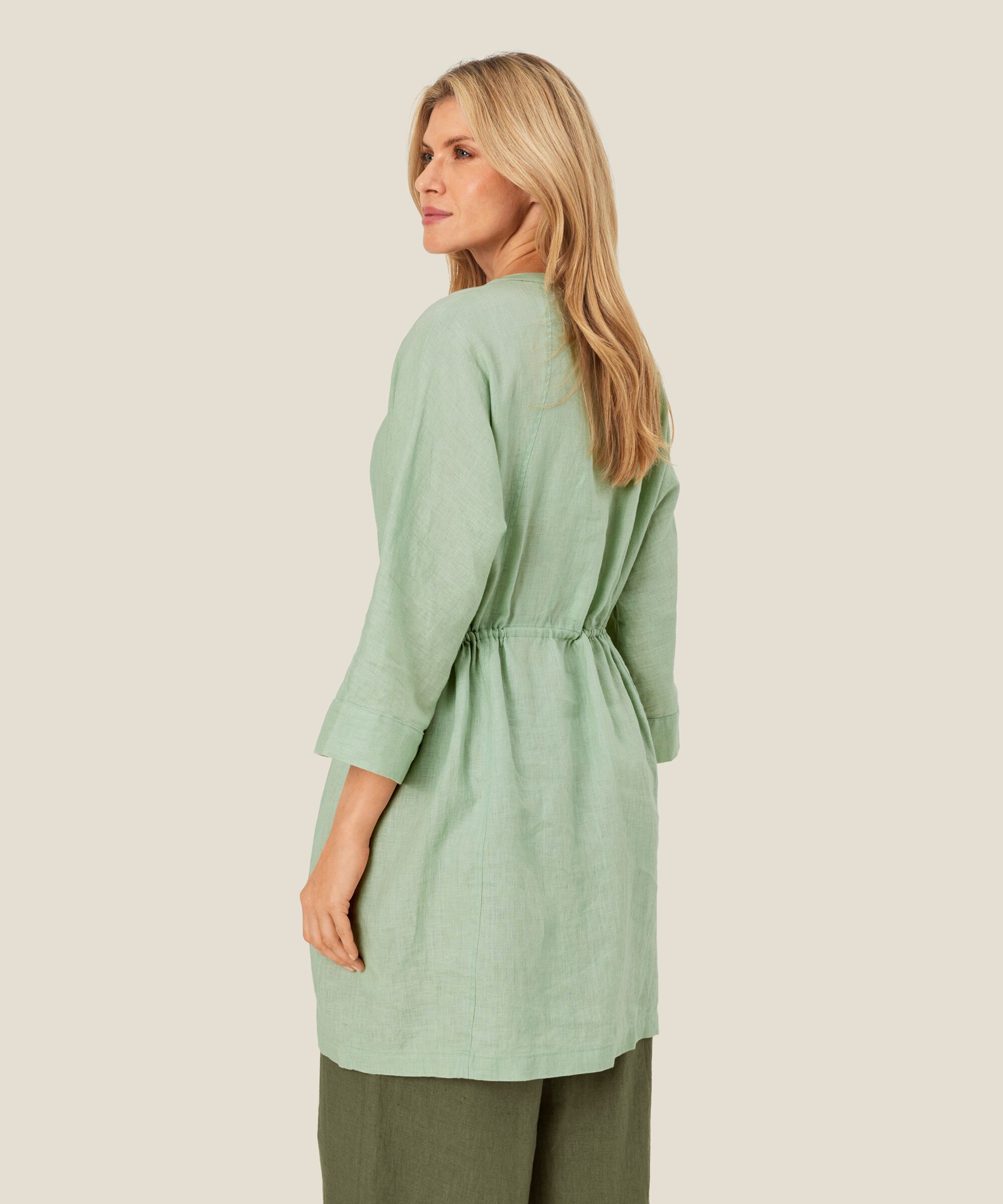 Leinenhemd mit laufender Taille, Frosty Green