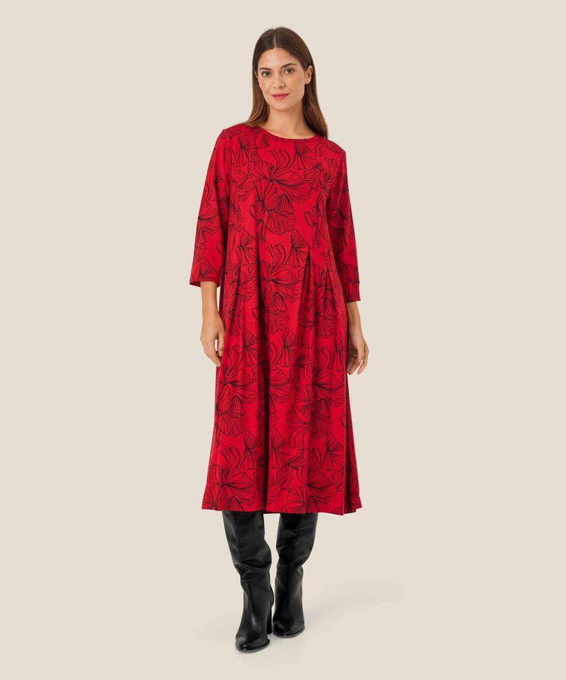 Bedrucktes Jerseykleid mit Falten vorne, Haute Red