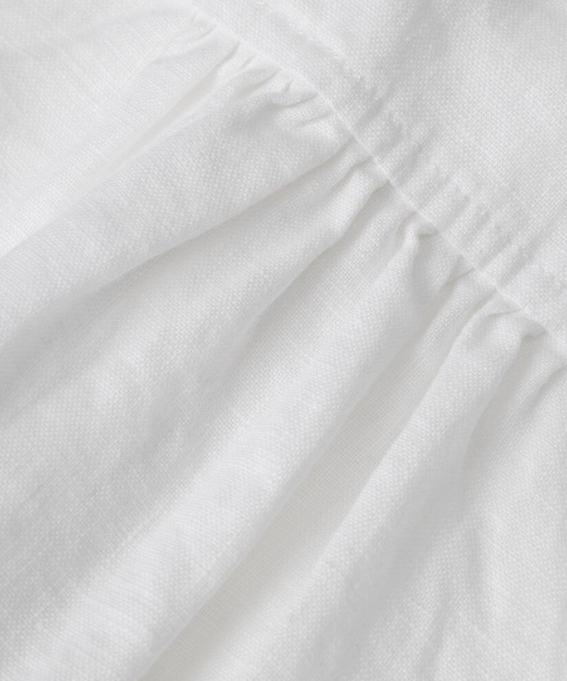 Leinenhemd mit kurzen Ärmeln und V-Ausschnitt, White