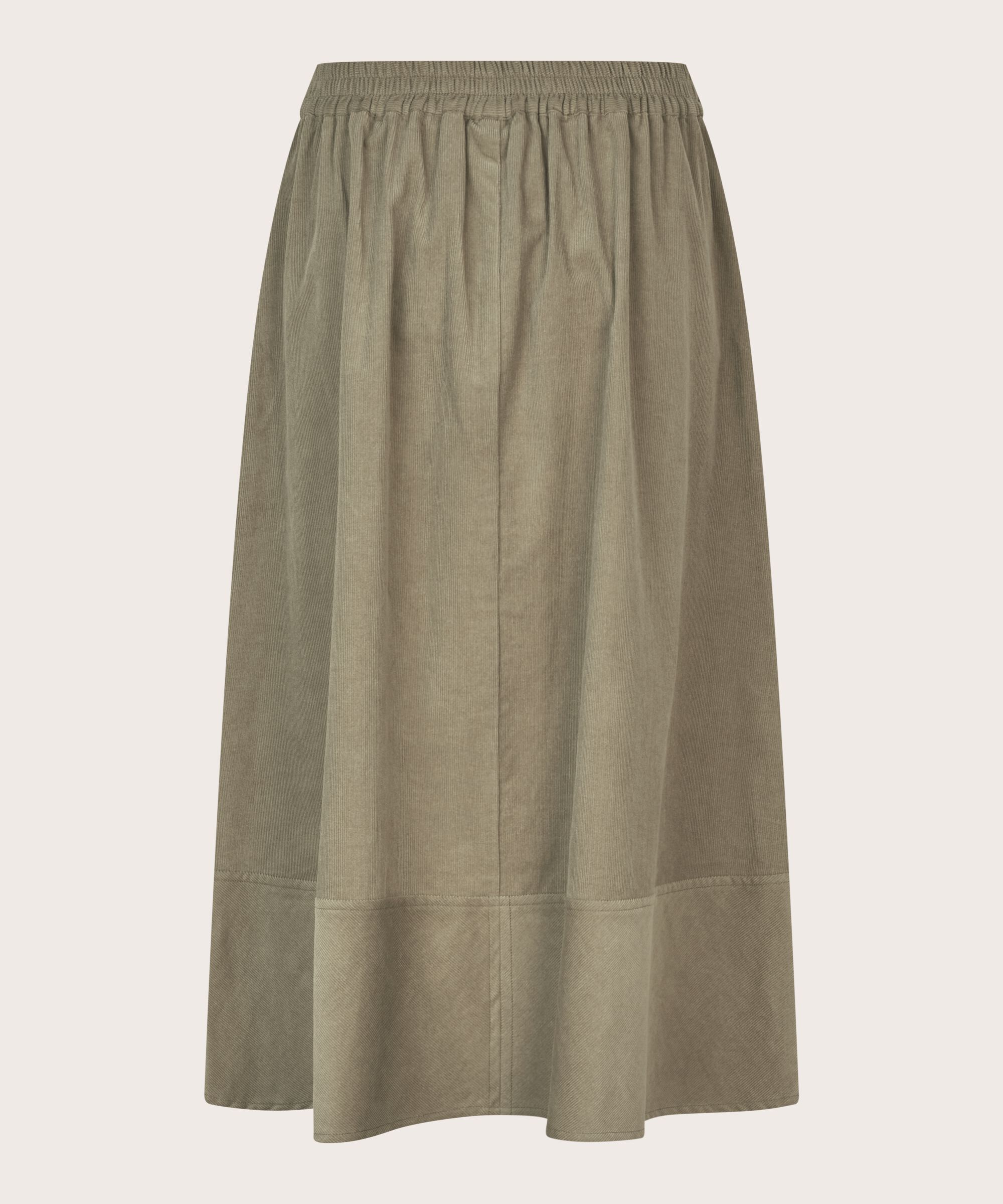 Samtrock mit Gummizug hinten, Vetiver