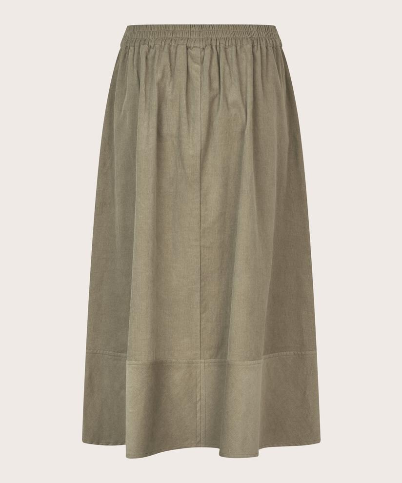 Samtrock mit Gummizug hinten, Vetiver